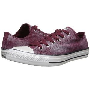 Burgundy metallic glitter converse sneakers